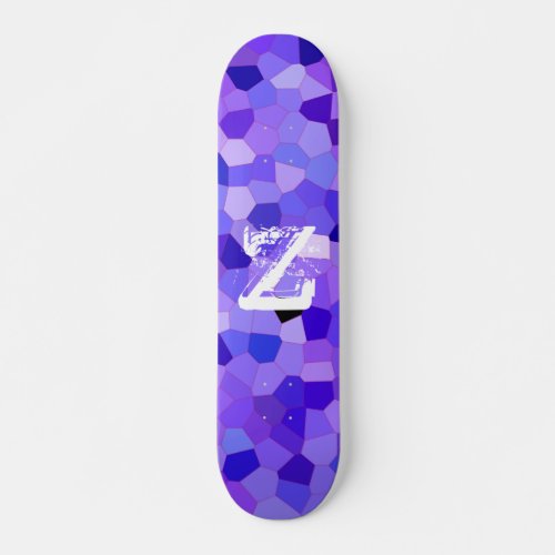 Abstract Purple Surface Pattern with Initials Skateboard