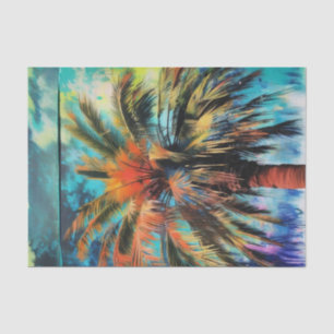 Abstract Purple Teal Beachy Palm Tree Decoupage Tissue Paper