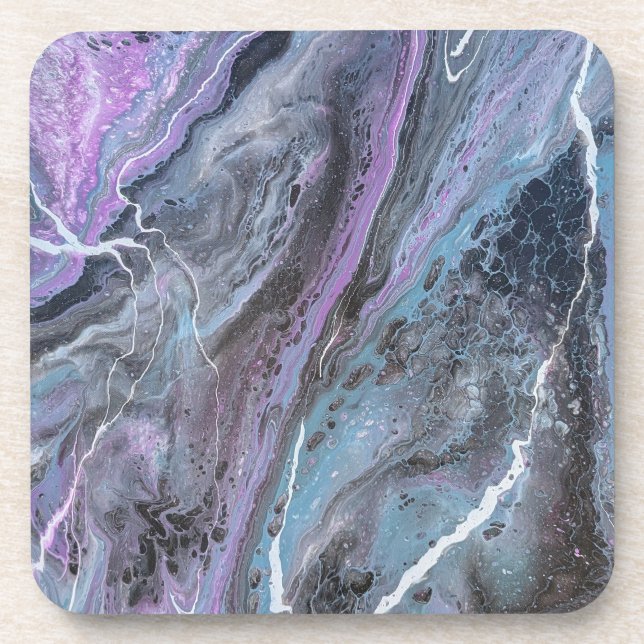 Abstract Purple & Teal Flow Beverage Coaster (Front)