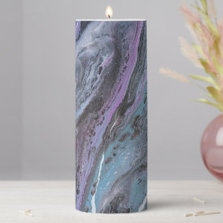 Abstract Purple & Teal Flow Pillar Candle