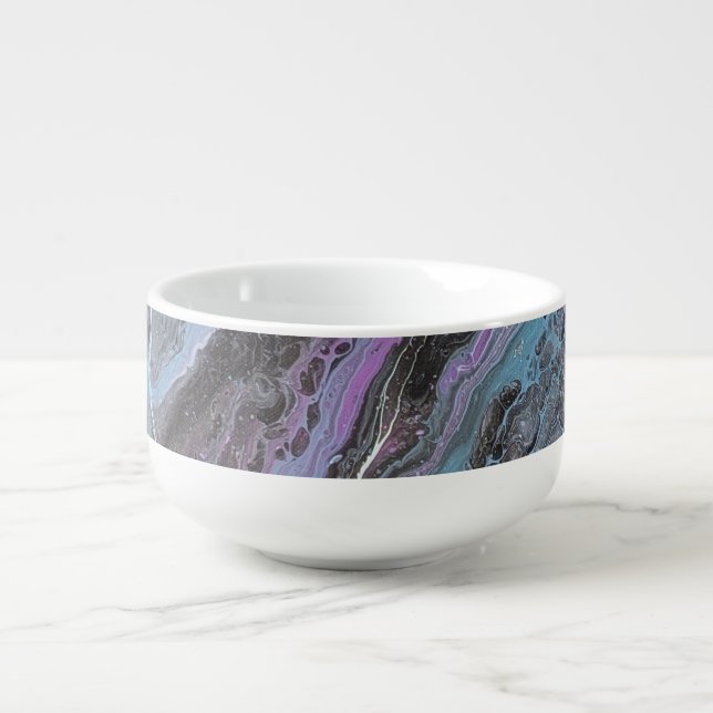 Abstract Purple & Teal Flow Soup Mug (Front)
