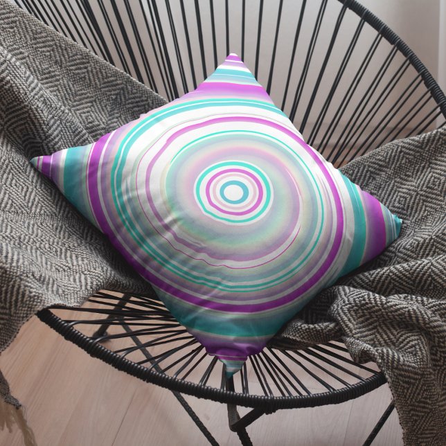Abstract Purple Teal Spiral Cotton Pillow (Creator Uploaded)