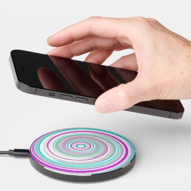 Abstract Purple Teal Spiral Wireless Charger (Hand)