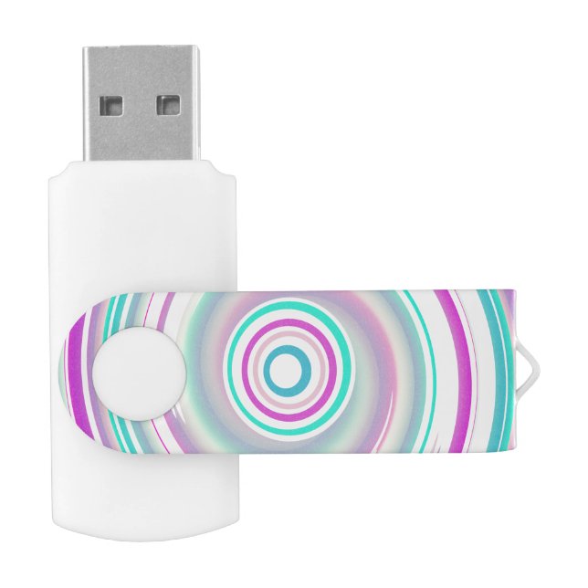 Abstract Purple & Teal Swirl USB Flash Drive (Opened)