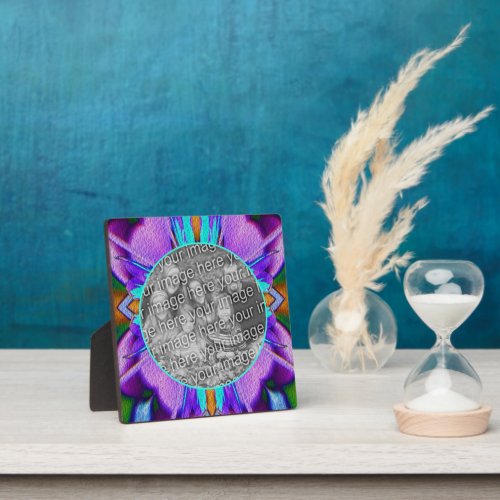 Abstract Purple Turquoise Add Your Own Photo Plaque