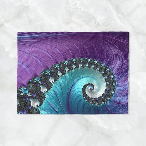 Abstract Purple Turquoise Gradient Spiral Fractal Fleece Blanket