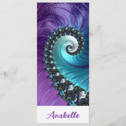 Abstract Purple Turquoise Spiral Fractal Bookmark