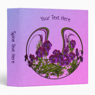 Abstract Purple Violet Flowers Art Personalized 3 Ring Binder