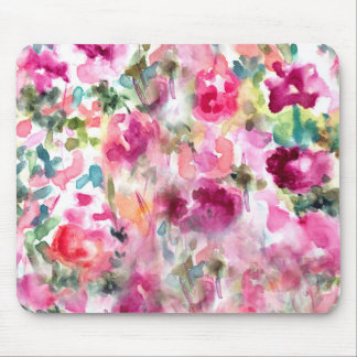 Abstract Purple Watercolor Floral Background Mouse Pad