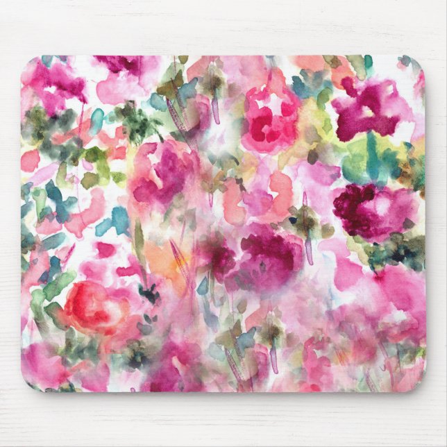 Abstract Purple Watercolor Floral Background Mouse Pad (Front)