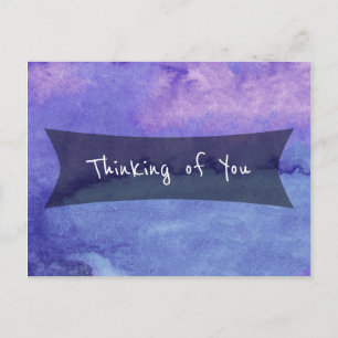 Abstract Purple Watercolor "Thinking of You" Postcard