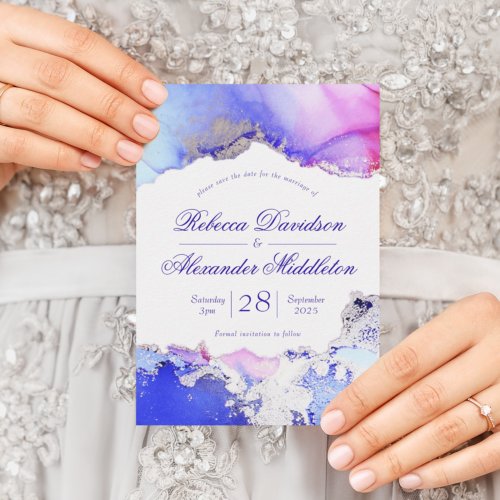 Abstract Purple Wedding Flat Save The Date