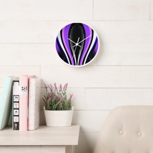 Abstract Purple White and Black Curve Clock