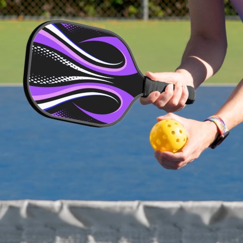 Abstract purple White and Black Curve Pickleball Paddle