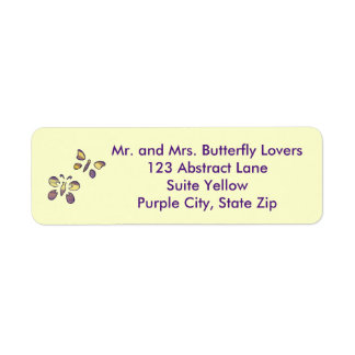 Abstract Purple Yellow Butterflies Address Labels