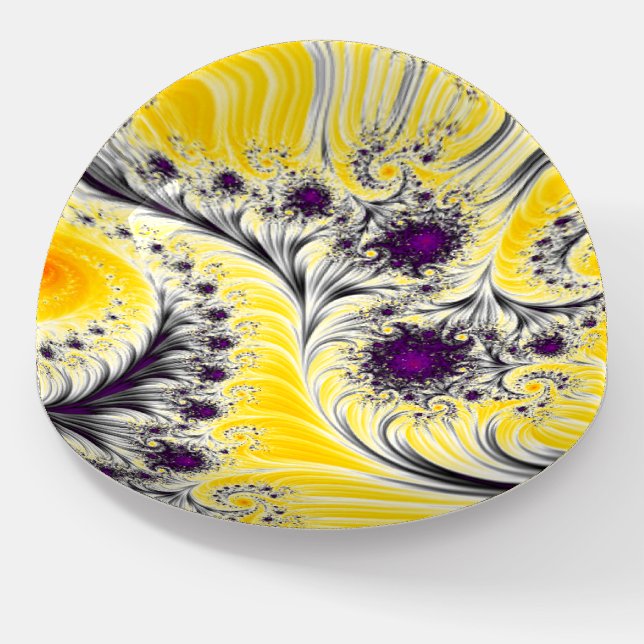 Abstract Purple Yellow Fractal Paperweight (Angled)