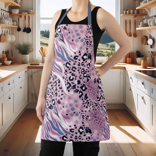 Abstract Purple Zebra Leopard Animal Print Pattern Apron