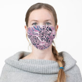 Abstract Purple Zebra Leopard Print Pattern Adult Cloth Face Mask (Worn)