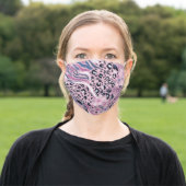 Abstract Purple Zebra Leopard Print Pattern Adult Cloth Face Mask (Outside)