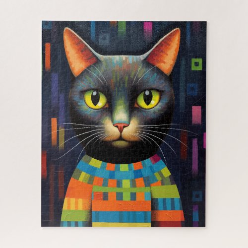 Abstract Purrfection Chromatic Cat Conundrum Jigsaw Puzzle