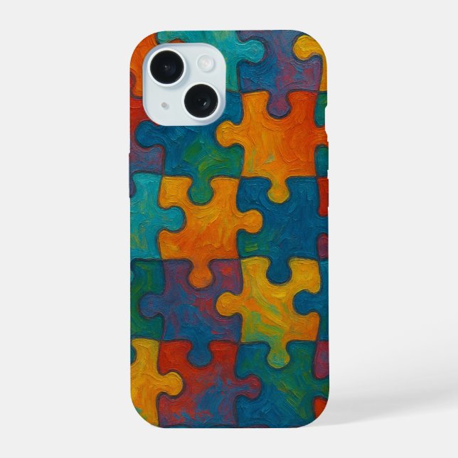 Abstract Puzzle Pieces Seamless Pattern  Iphone Case (Back)