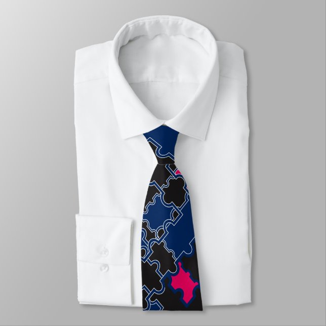 Abstract puzzles pieces elements patchwork geometr neck tie (Tied)