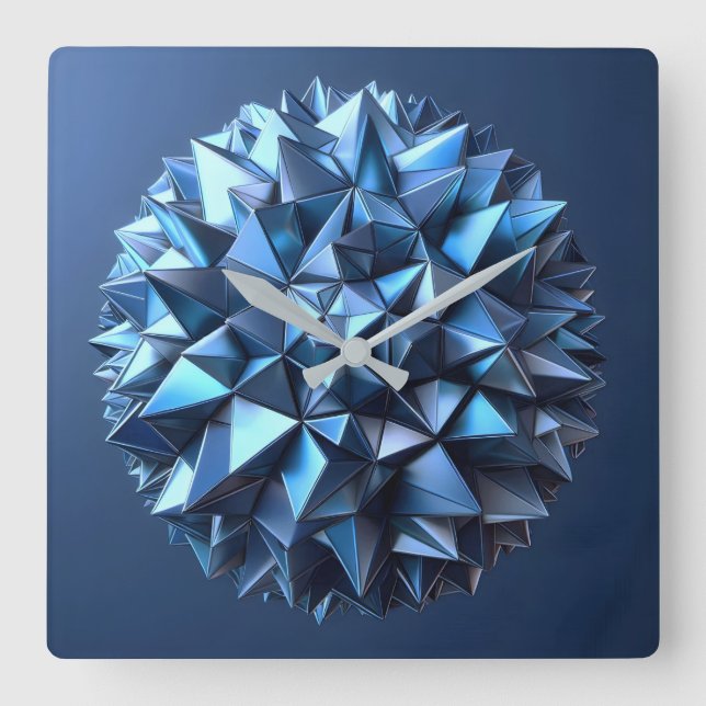 abstract pyramides ball square wall clock (Front)