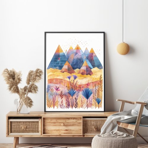 Art Prints And Wall Decor 17 Abstract Pyramids Colorful Desert Wall Art