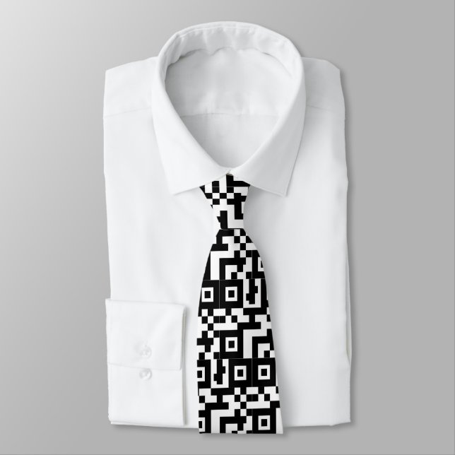 Abstract QR Code Mashup Pattern Neck Tie (Tied)