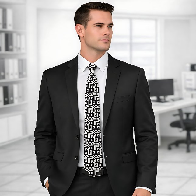 Abstract QR Code Mashup Pattern Neck Tie (Creator Uploaded)