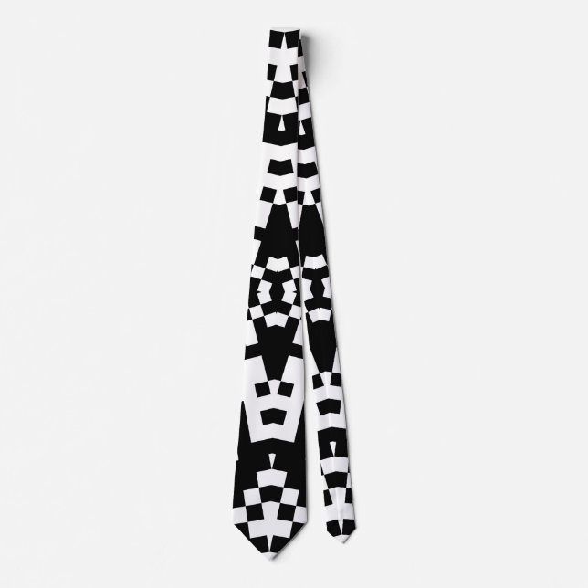 Abstract QR Code Modern Black And White Pattern Neck Tie (Front)