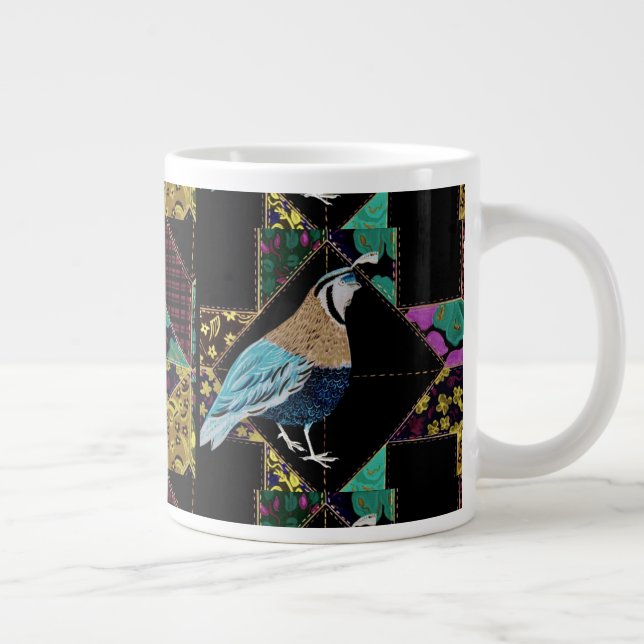 Abstract Quilt Quail Coffee Cup (Right)