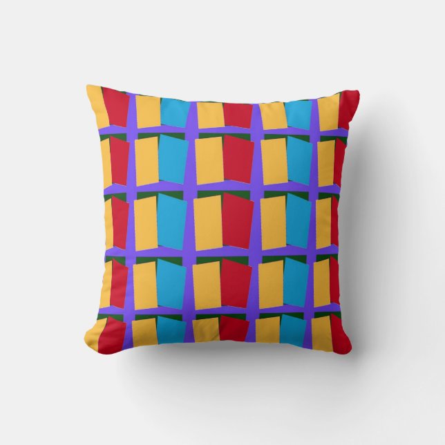 Abstract Quilt Red Squares Throw Pillow (Front)