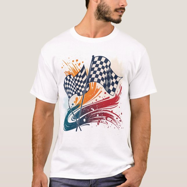 Abstract Racing Flags Logo Design T-Shirt (Front)