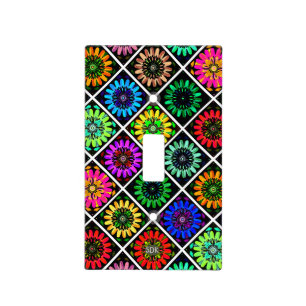 Abstract Radiant Flowers with Surreal Blooms Light Switch Cover