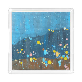 Abstract Rain Painting Acrylic Tray