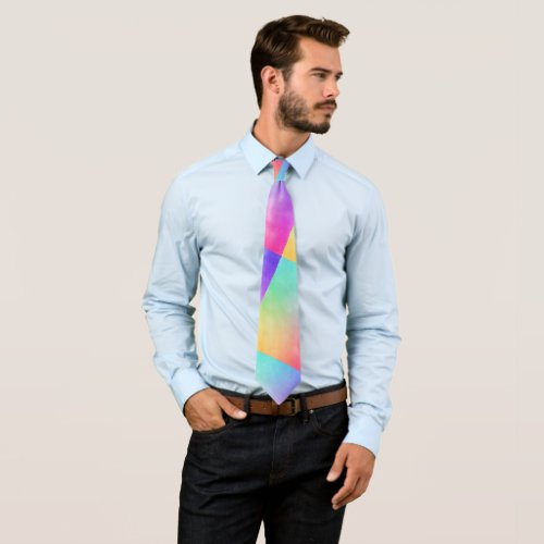 Abstract Rainbow Angled Design Neck Tie