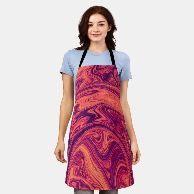 Abstract Rainbow Arc Sunset Orange Apron (Worn)