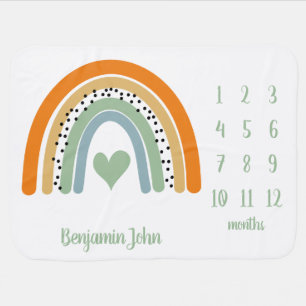 Abstract Rainbow Baby Boy Baby Milestone Blanket