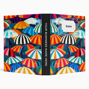 Abstract Rainbow Beach Umbrella 3 Ring Binder