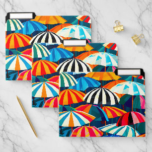 Abstract Rainbow Beach Umbrella File Folder