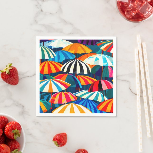 Abstract Rainbow Beach Umbrella Napkins (Insitu)