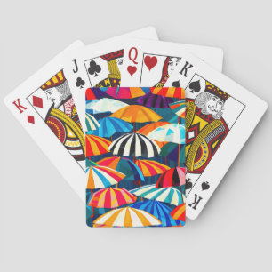 Abstract Rainbow Beach Umbrella Poker Cards