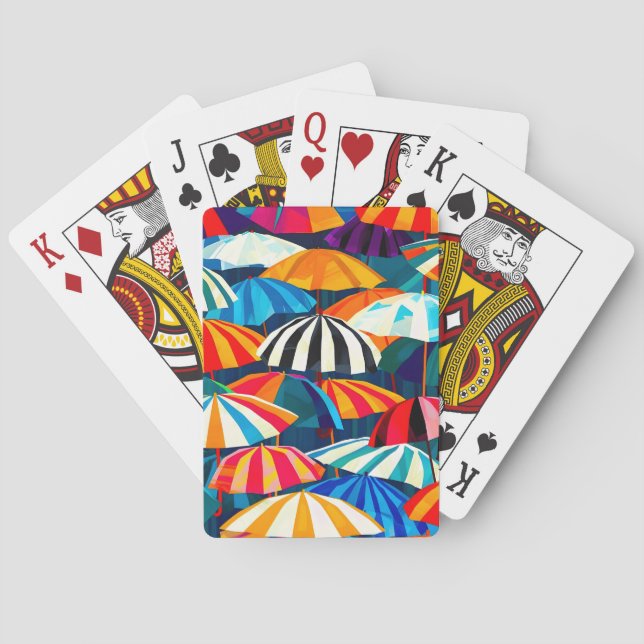 Abstract Rainbow Beach Umbrella Poker Cards (Back)