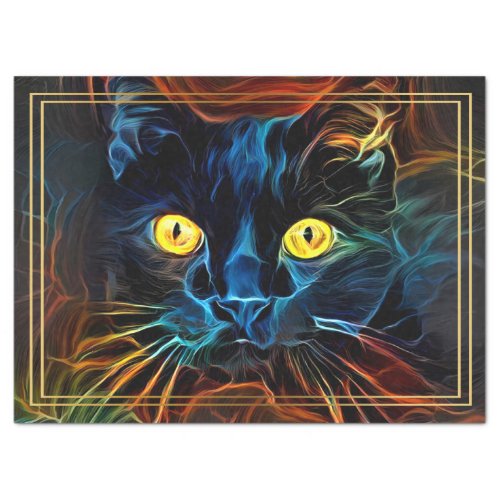 Abstract Rainbow Black Cat Decoupage Tissue Paper