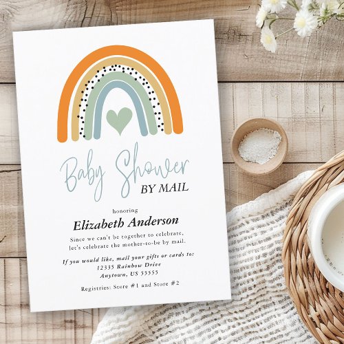 Abstract Rainbow Boy Baby Shower By Mail Invitation