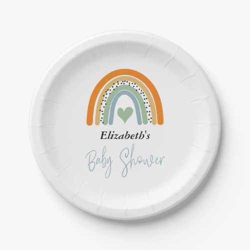 Abstract Rainbow Boy Baby Shower Paper Plates