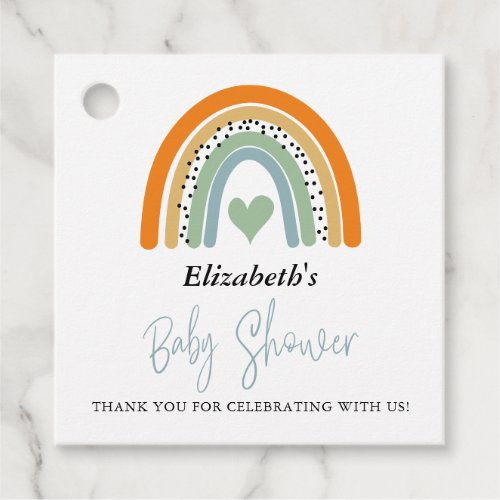 Abstract Rainbow Boy Baby Shower Thank You Favor Tags