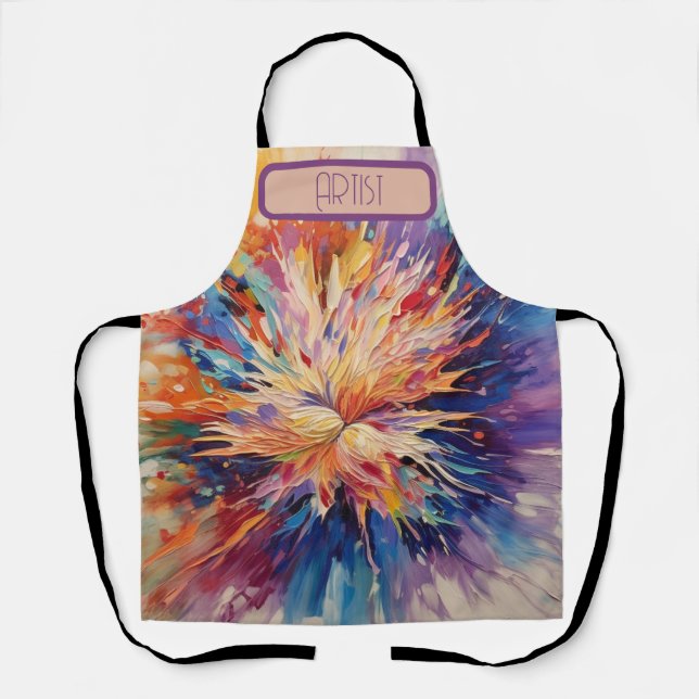 Abstract rainbow Burst of colour Apron (Front)
