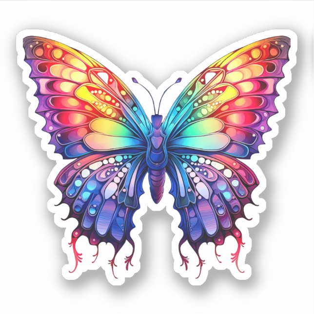 Abstract Rainbow Butterfly Watercolor Artwork  Sticker (Front)